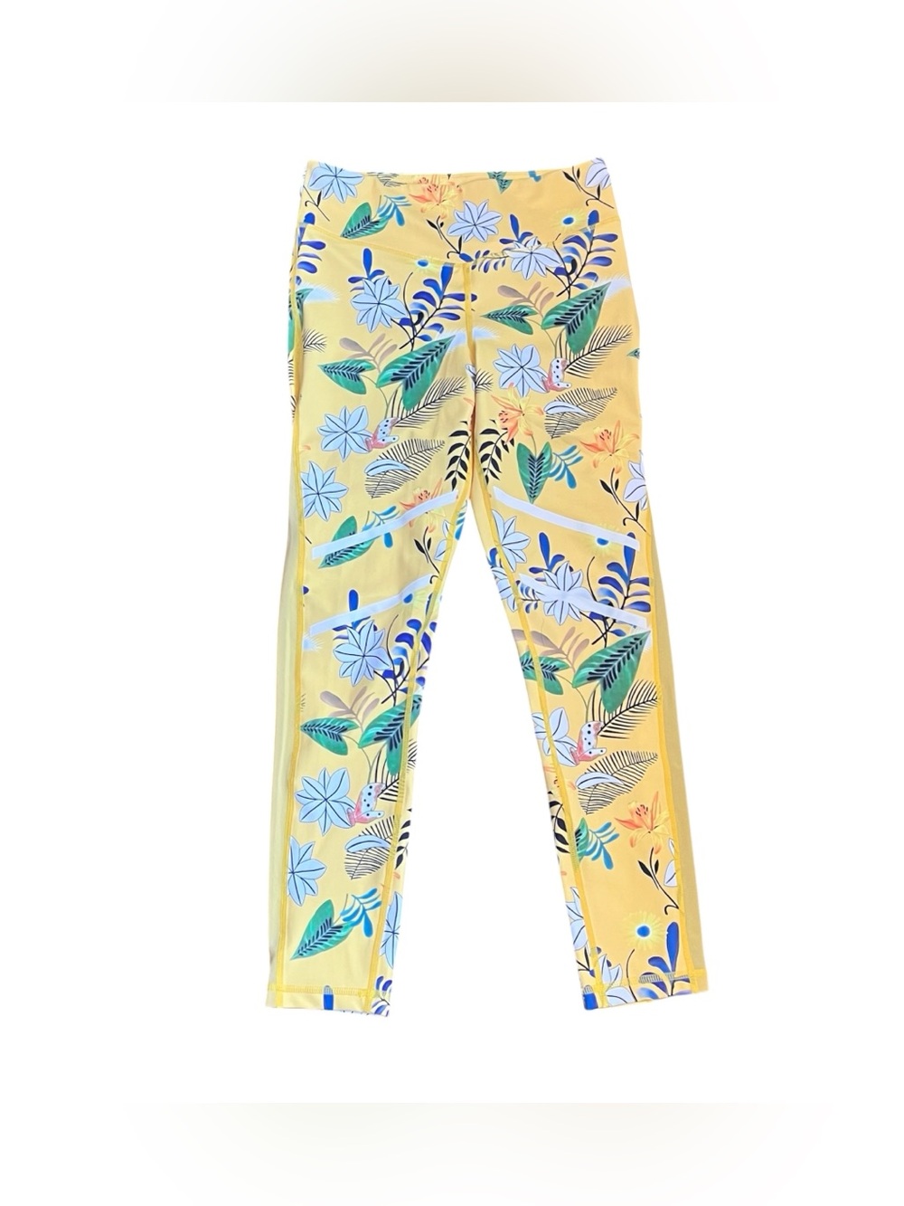 Zyia Active Mesh Floral Reflective Light N’ Tight 7/8 Leggings Size 6-8 Yellow